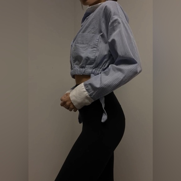 Zara Pinstripe Crop Top - Picture 1 of 5